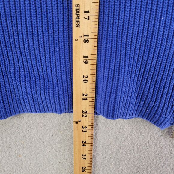 Calvin Klein Sweater Womens L Blue Ribbed Preppy Y2K Knit Side Zip Crew Neck - Picture 7 of 7